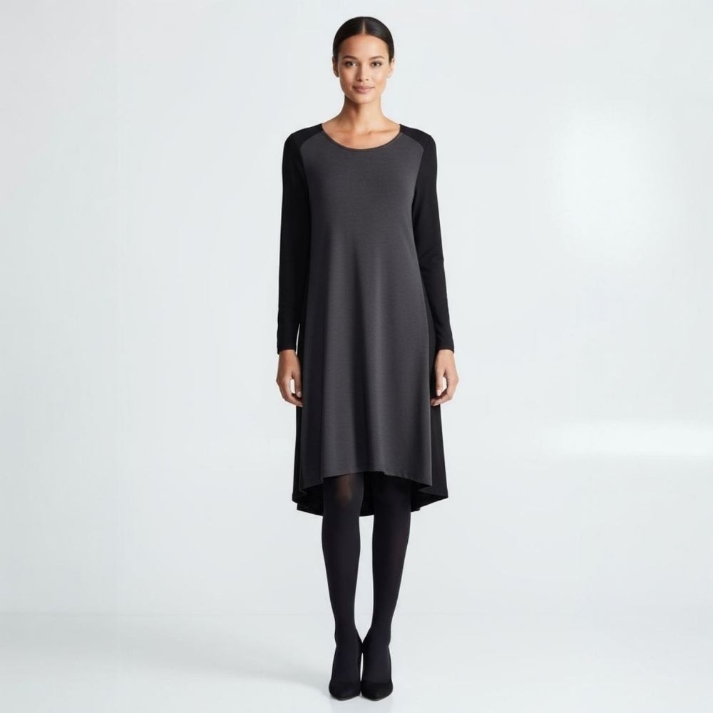 Eileen Fisher Colorblock Stretch Jersey Dress - Minimalist Soft Knit - Size SP